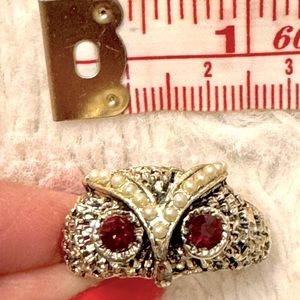 Vintage Owl Ring with Red Eye